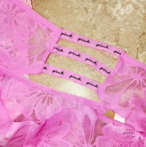 NWT 4 pair PINK Victoria's Secret Lace Cheeky Panties Size XL - Picture 3 of 4